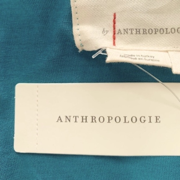 New! ANTHRO dress ruffle pointelle knit teal turquoise Anthropologie turquoise - Picture 6 of 7